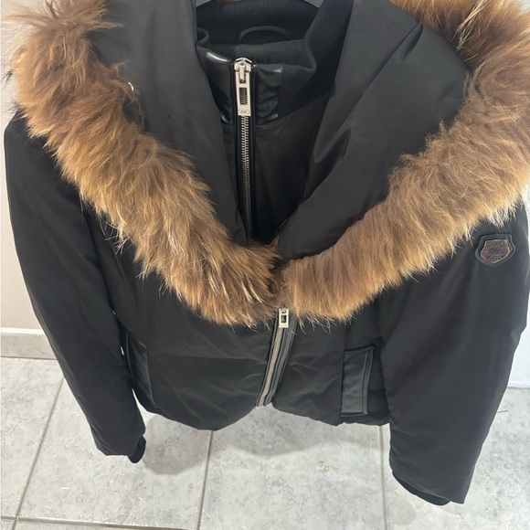 Women's Black Jacket with Faux Fur Trim - Picture 2 of 5